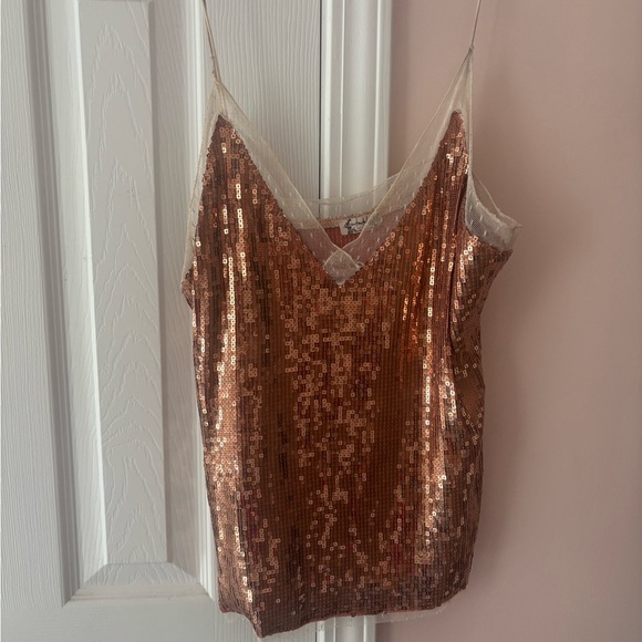 Free People Tops - Free People Copper Sequin Cami Top